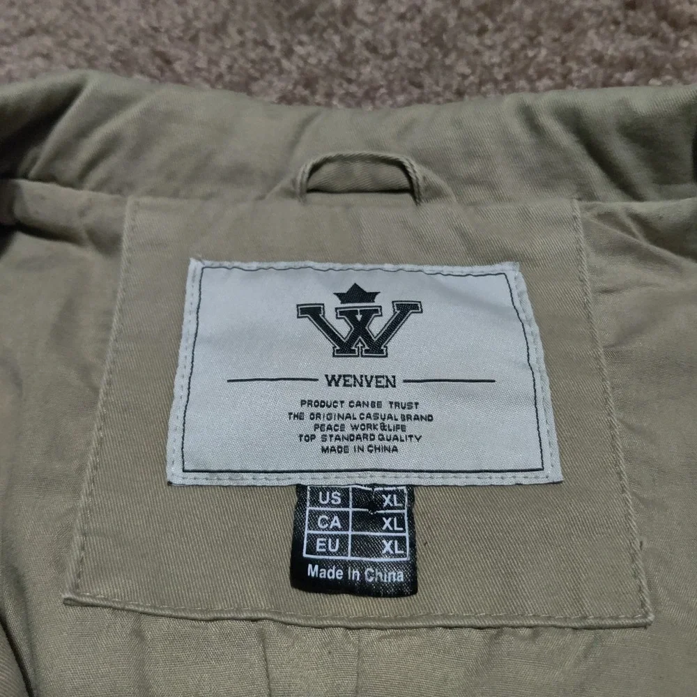 Wenven Women's Tan Cargo‎ Barn Jacket Canvas Coat Parka 100% Cotton Size XL